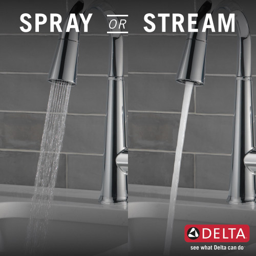 Delta 9982-PR-DST Emmeline Single Handle Pull Down Bar or Prep Faucet, Lumicoat Chrome