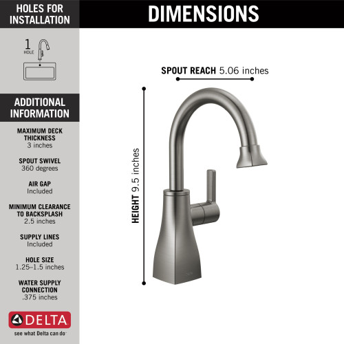 1940-KS-DST Other Contemporary Square Beverage Faucet, Black Stainless