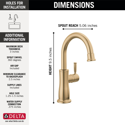 Delta 1960-CZ-DST Other Traditional Beverage Faucet, Champagne Bronze