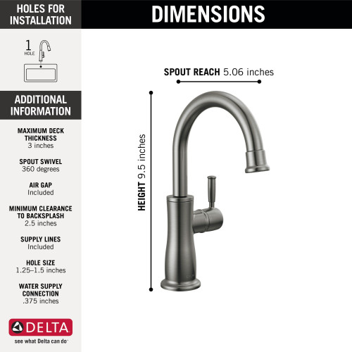 Delta 1960-KS-DST Other Traditional Beverage Faucet, Black Stainless