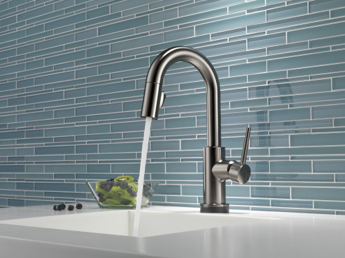 9959T-KS-DST Trinsic Single Handle Pull Down Bar or Prep Faucet with Touch, Black Stainless