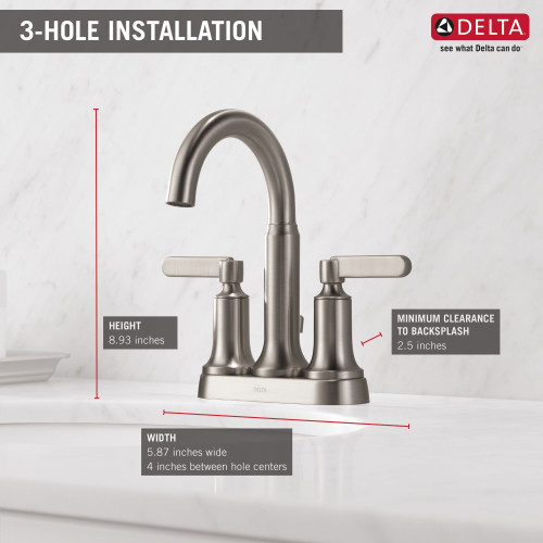Delta 25769LF-SP Alux Two Handle Centerset Bathroom Faucet, Spotshield Brushed Nickel
