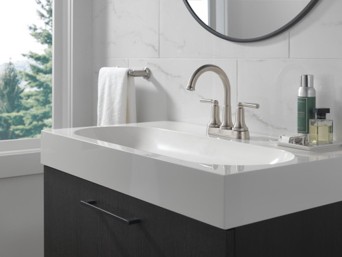 Delta 2535-SSMPU-DST SAYLOR Two Handle Centerset Bathroom Faucet, Stainless