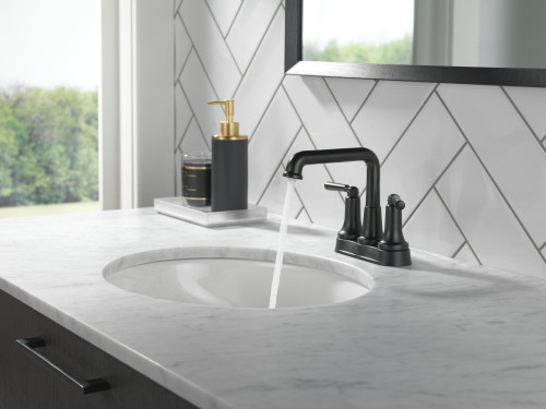 Delta 2536-BLMPU-DST SAYLOR Two Handle Centerset Bathroom Faucet, Matte Black