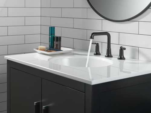 Delta 3536-BLMPU-DST SAYLOR Two Handle Widespread Bathroom Faucet, Matte Black