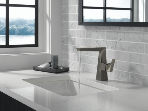 643-KS-PR-DST Trillian Single Handle Mid-Height Bathroom Faucet, Lumicoat Black Stainless