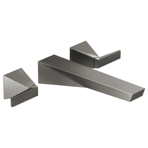 T3543LF-KS-PR-WL Trillian Two Handle Wall Mount Bathroom Faucet Trim, Lumicoat Black Stainless