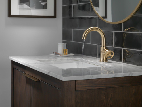 Delta 558HAR-CZ-DST Trinsic Single Handle Bathroom Faucet, Champagne Bronze