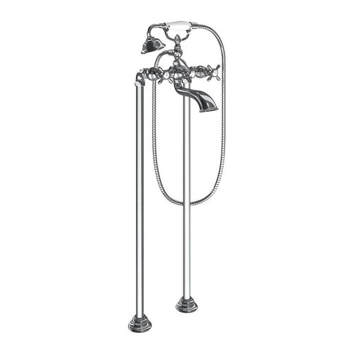 Tub Filler with Floor Mount Risers in Chrome