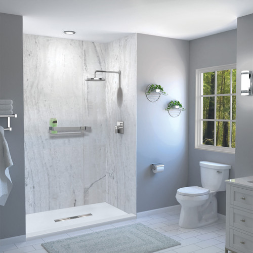 FZST7236C-31 Trimslate 72-in x 36-in Shower Base with Adjustable Single Threshold and Center Drain, White