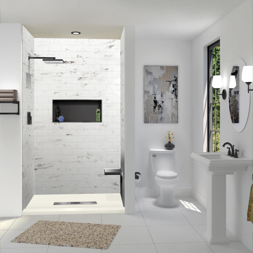 FZST6648C-32 Trimslate 66-in x 48-in Shower Base with Adjustable Single Threshold and Center Drain, Cameo