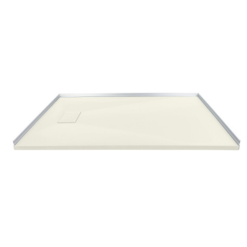 Transolid FZSR6332-32 Trimslate 63-in x 32-in Zero Threshold Tub Replacement Shower Base with End Drain, Cameo