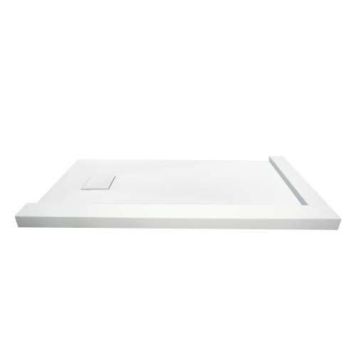 FZSDTR6332-31 Trimslate 63-in x 32-in Tub Replacement Shower Base with Adjustable Double Threshold and End Drain, White