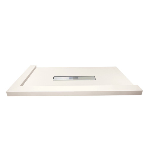 Transolid FZSDT6332C-32 Trimslate 63-in x 32-in Shower Base with Adjustable Double Threshold and Center Drain, Cameo
