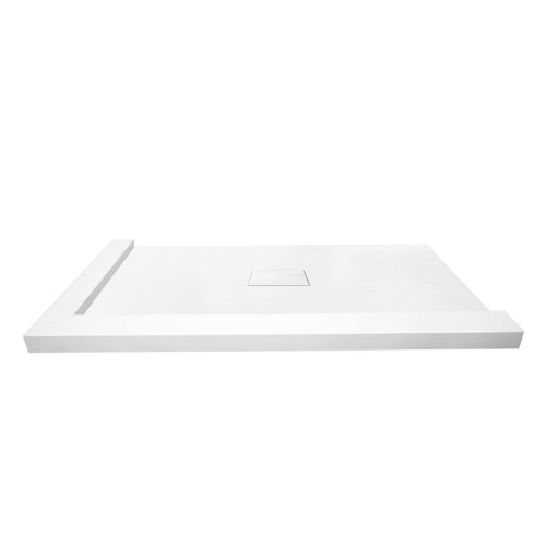Transolid FZSDT5140C-31 Trimslate 51-in x 40-in Shower Base with Adjustable Double Threshold and Center Drain, White