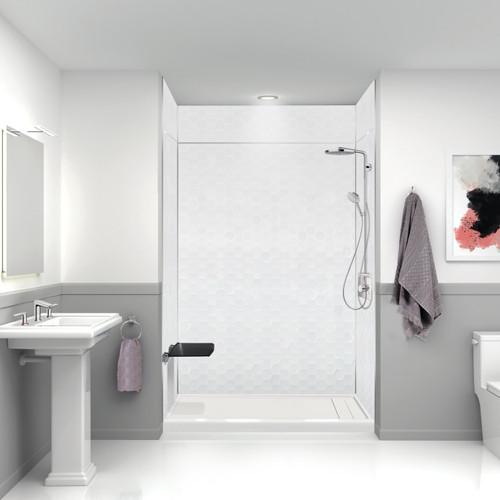 PWKX60368412-631 Prodigy 60-in x 36-in x 96-in Shower Wall Kit with Extension, White 3D Hexagon