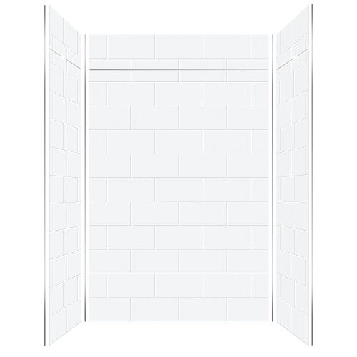 Transolid PWKX60368412-531 Prodigy 60-in x 36-in x 96-in Shower Wall Kit with Extension, White Horizontal Tile