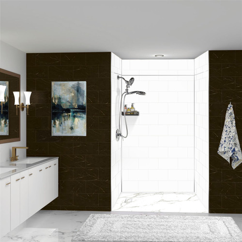 PWKX60368412-531 Prodigy 60-in x 36-in x 96-in Shower Wall Kit with Extension, White Horizontal Tile