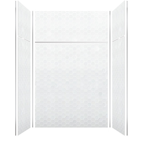 Transolid PWKX60367224-631 Prodigy 60-in x 36-in x 96-in Shower Wall Kit with Extension, White 3D Hexagon