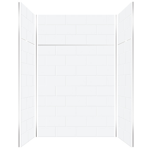 Transolid PWKX60367224-531 Prodigy 60-in x 36-in x 96-in Shower Wall Kit with Extension, White Horizontal Tile