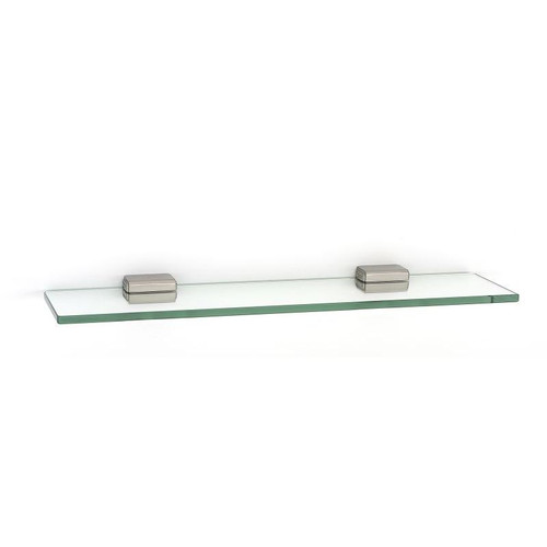 Alno Cube A6550-18-SN 18-in Glass Shelf with Brackets Modern in Satin Nickel