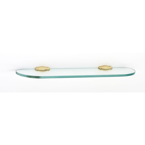 Alno Charlie's Collection A6750-18-PB 18-in Glass Shelf with Brackets Transitional in Polished Brass