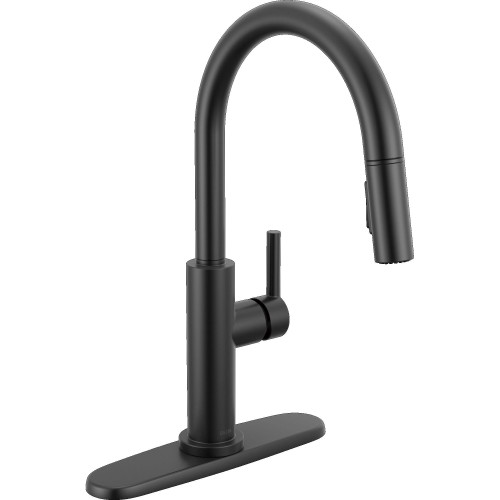 Delta 19867LF-BL Nicoli 11.06-in x 10.75-in x 17.06-in Single-Handle Pull-Down Kitchen Faucet, Matte Black
