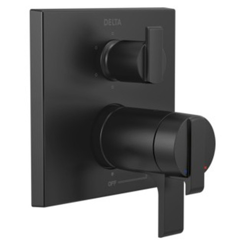 T27T967-BL Ara Angular Modern TempAssure 17T Series Valve Trim with 6-Setting Integrated Diverter, Matte Black