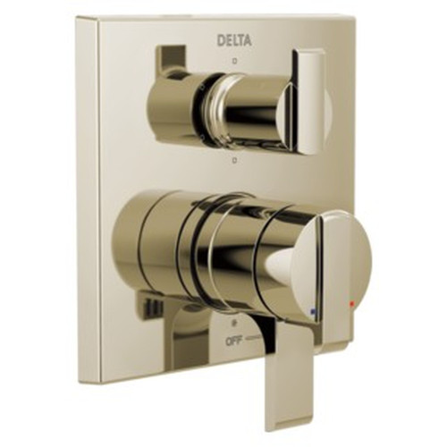 T27967-PN Ara Angular Modern Monitor 17 Series Valve Trim with 6-Setting Integrated Diverter, Polished Nickel
