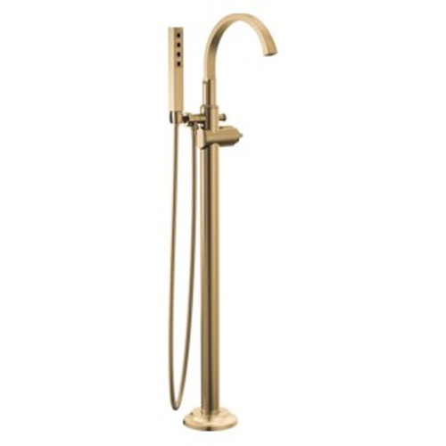 T4788-CZ-PR-LHP-FL Tetra Delta Tetra Floor Mount Tub Filler Trim, Lumicoat Champagne Bronze