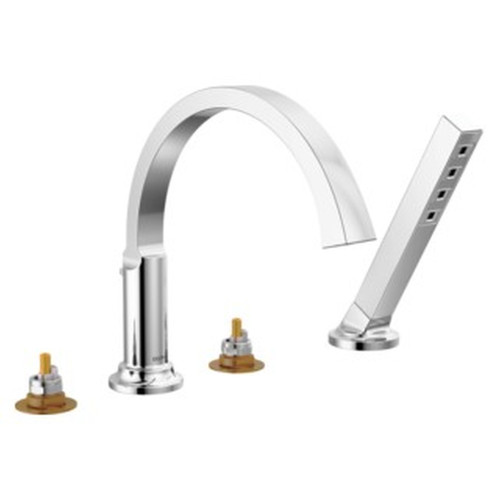 T4788-PR-LHP Tetra Delta Tetra Roman Tub Trim with Hand Shower, Lumicoat Chrome