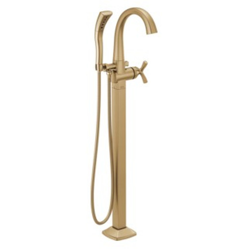 T47776-CZFL Stryke Delta Stryke Single Handle Floor Mount Tub Filler Trim, Champagne Bronze