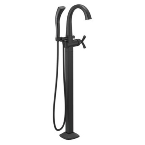 T47776-BLFL Stryke Delta Stryke Single Handle Floor Mount Tub Filler Trim, Matte Black