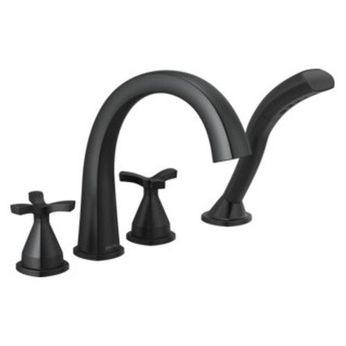 T47776-BL Stryke Delta Stryke Four Hole Roman Tub Trim, Matte Black