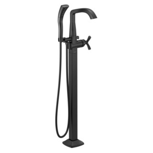 T47766-BLFL Stryke Delta Stryke Single Handle Floor Mount Tub Filler Trim, Matte Black