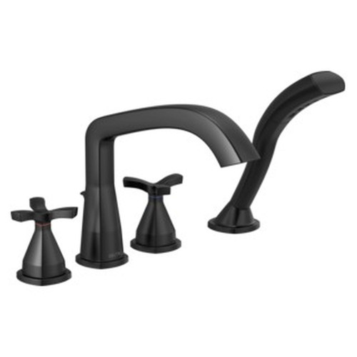 T47766-BL Stryke Delta Stryke Four Hole Roman Tub Trim, Matte Black
