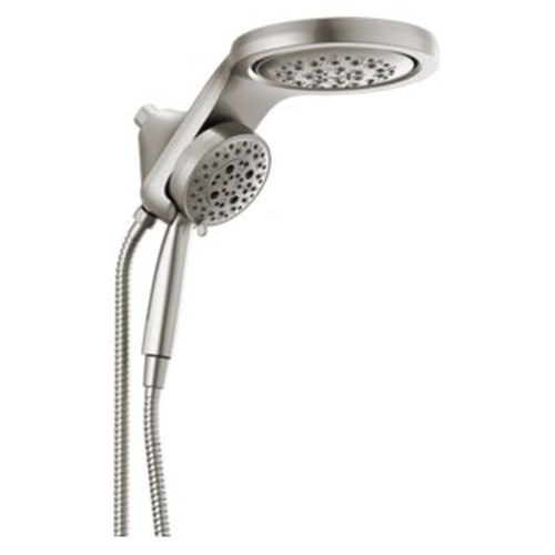 58680-SS-PR Universal Showering Components HydroRain H2Okinetic 5-Setting Two-in-One Shower Head, Lumicoat Stainless