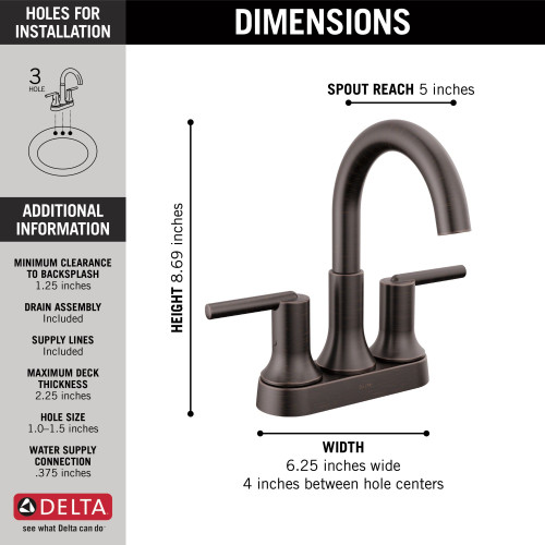 Delta 2559-RBMPU-DST Trinsic Two Handle Centerset Bathroom Faucet, Venetian Bronze