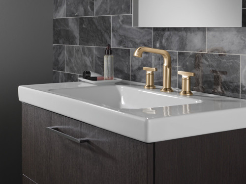 Delta 35587-CZ-PR-DST Tetra Two Handle Widespread Bathroom Faucet, Lumicoat Champagne Bronze