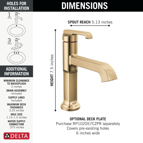 589-CZ-PR-DST Tetra Single Handle Bathroom Faucet, Lumicoat Champagne Bronze