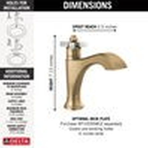 Delta 557-GSMPU-DST Dorval Single Handle Bathroom Faucet, Champagne Bronze and Porcelain