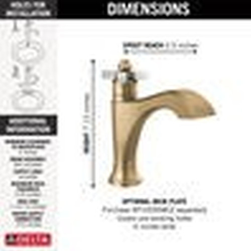 557-GSLPU-DST Dorval Single Handle Bathroom Faucet, Champagne Bronze and Porcelain