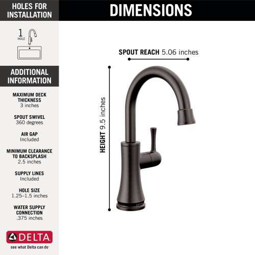 Delta 1920-RB-DST Other Transitional Beverage Faucet, Venetian Bronze
