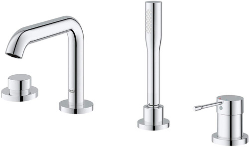 Four-Hole Bathtub Faucet with Handshower in StarLight Chrome Finish
