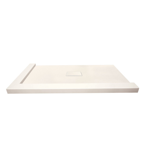 Transolid FZSDT7940C-32 Trimslate 79-in x 40-in Shower Base with Adjustable Double Threshold and Center Drain, Cameo