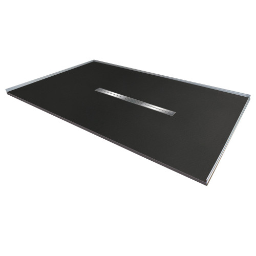 Transolid FZS7248C-09 Trimslate 72-in x 48-in Zero Threshold Shower Base with Center Drain, Black