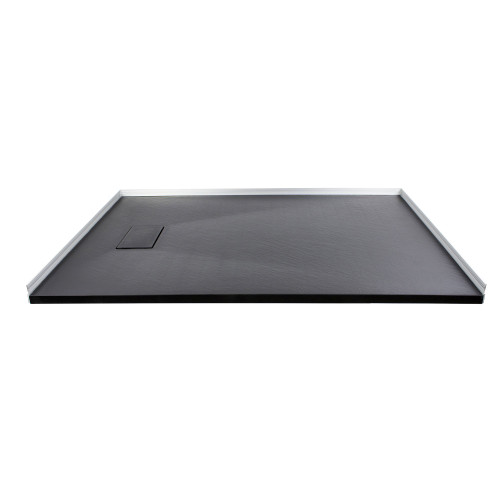 Transolid FZSR6332-09 Trimslate 63-in x 32-in Zero Threshold Tub Replacement Shower Base with End Drain, Black