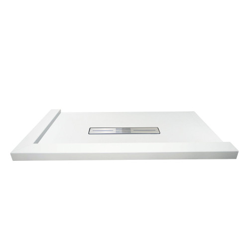 Transolid FZSDT6048C-31 Trimslate 60-in x 48-in Shower Base with Adjustable Double Threshold and Center Drain, White