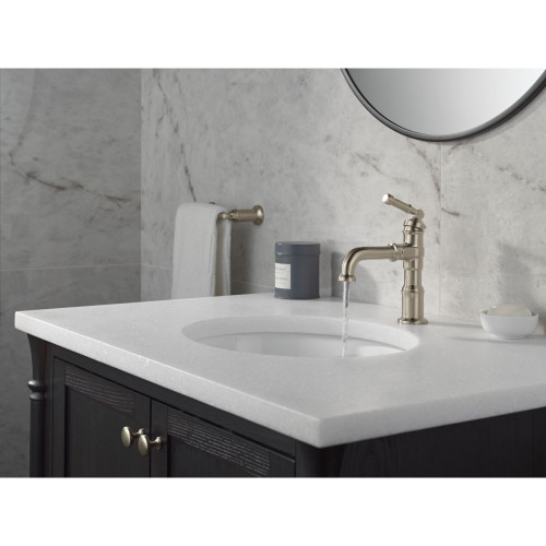 Delta 584-SS-PR-DST Broderick 7.13-in x 2.00-in x 7.56-in Single Handle Bathroom Faucet, Lumicoat Stainless