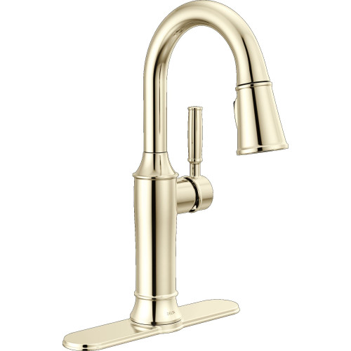 9984-PN-PR-DST Renaldi 8.81-in x 2.81-in x 14.44-in Single-Handle Pull-Down Bar and Prep Faucet, Lumicoat Polished Nickel